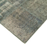 Handwoven turkish contemporary 176 cm x 245 cm grey patchwork carpet