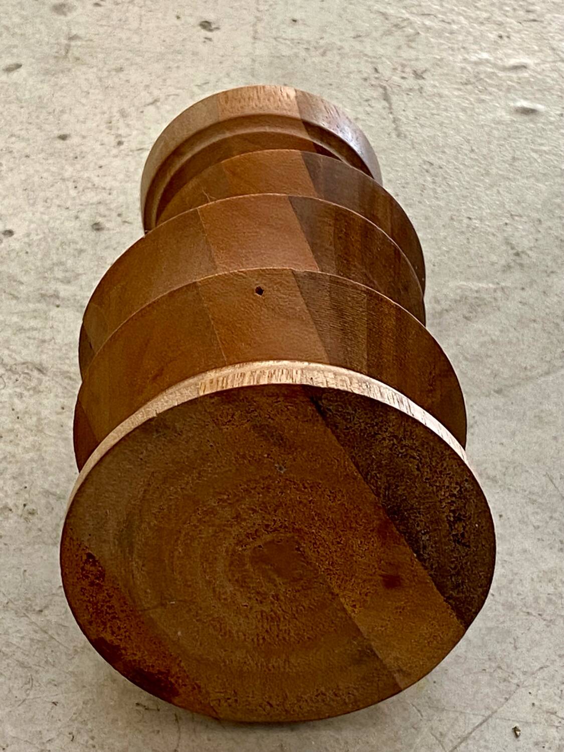 Turned wooden candle holder