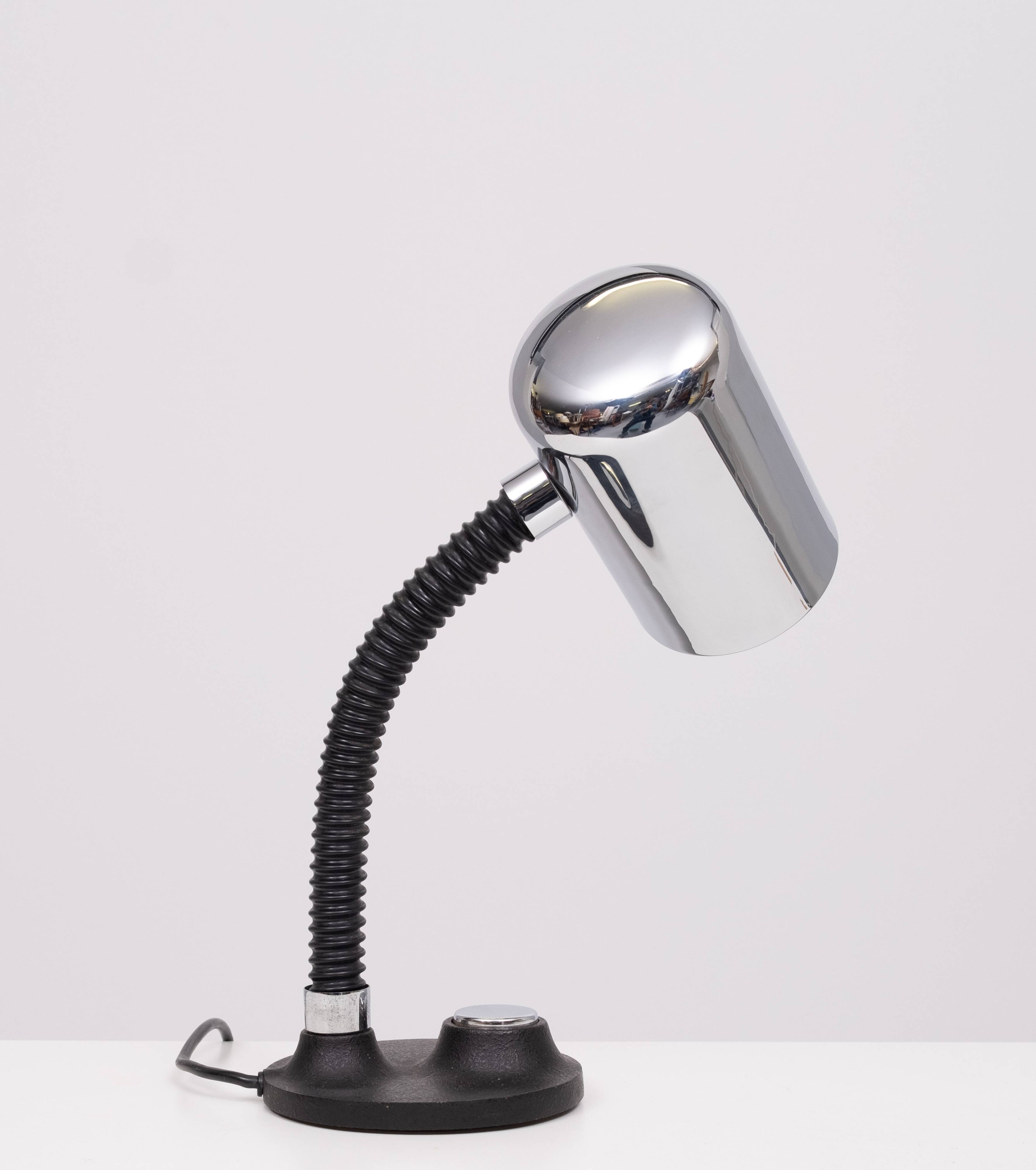 Egon hillebrand chrome goose neck table lamp 1970s