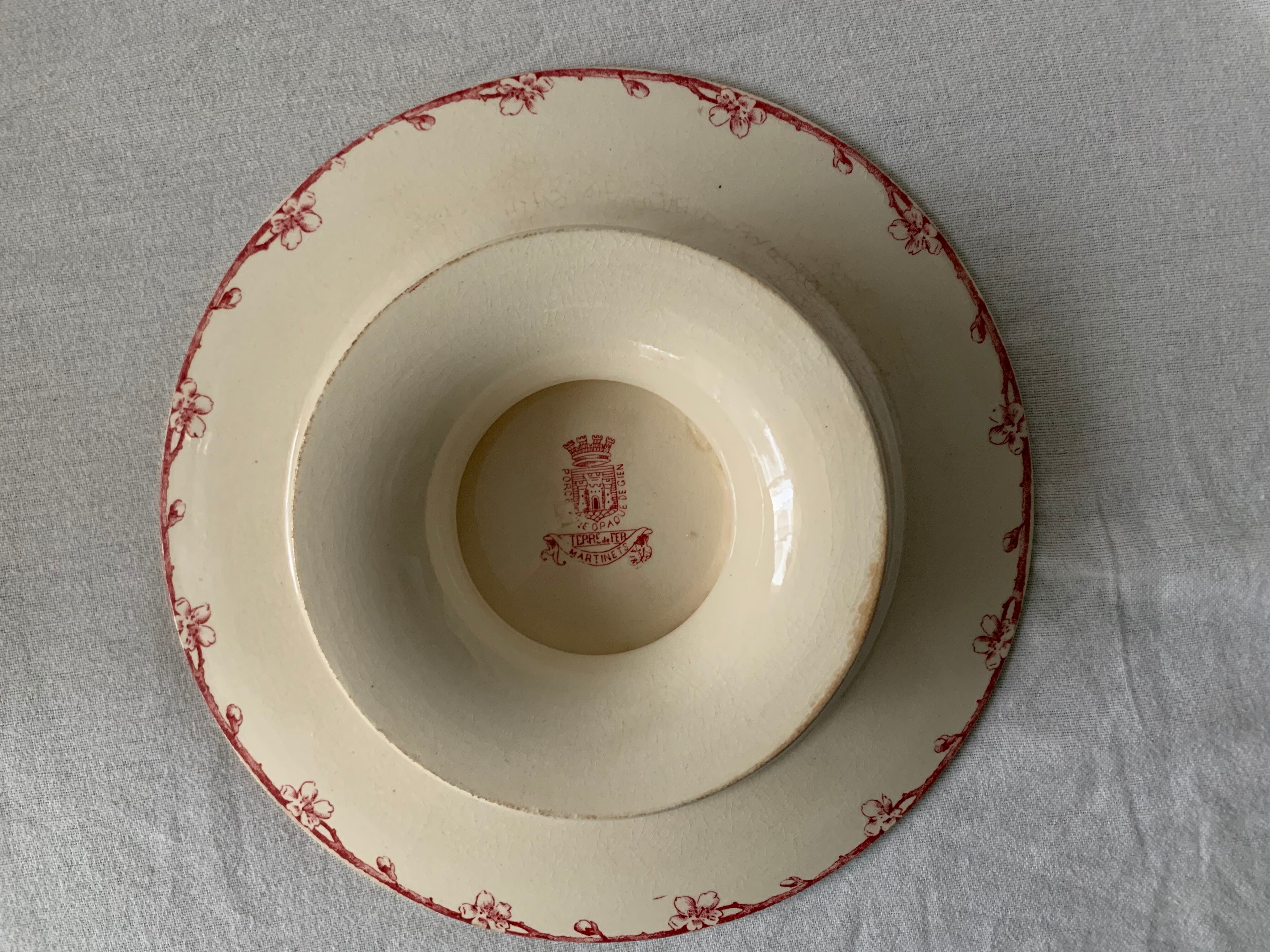 3 red compotiers Gien Iron Land The 20th century Martinets