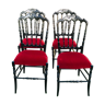 4 chaises de réception noires assises rouges