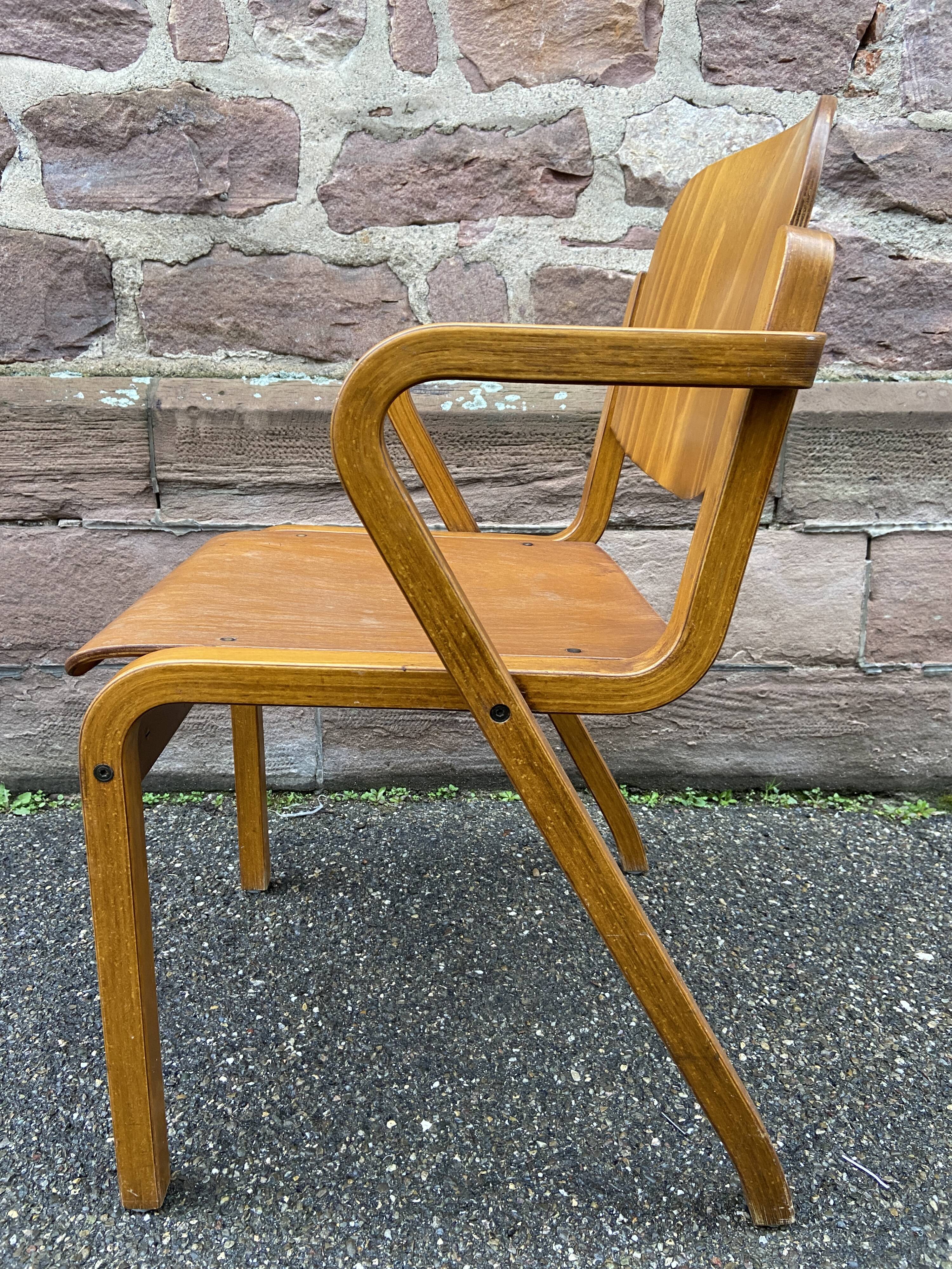 vintage Scandinavian wooden office armchair