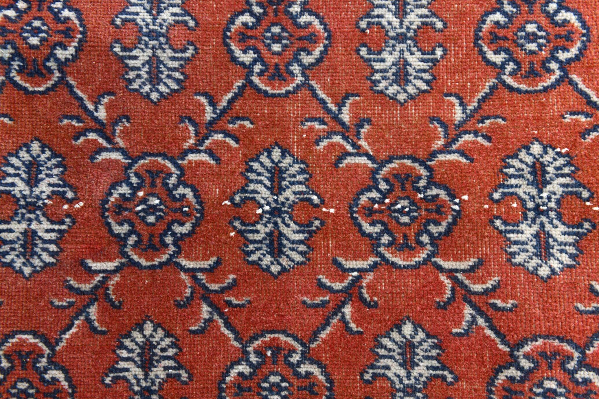 2x9 Red & Dark Blue Floral Vintage Runner Rug, 75x285Cm SK 23566