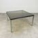 Table basse carrée chrome et verre fumée années 70