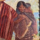 Sublime Oil on canvas "Portrait of a young South American woman and her child"