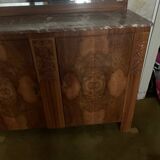 Wooden sideboard with mirror and marble top