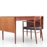 Scandinavian teak desk with 2 flaps