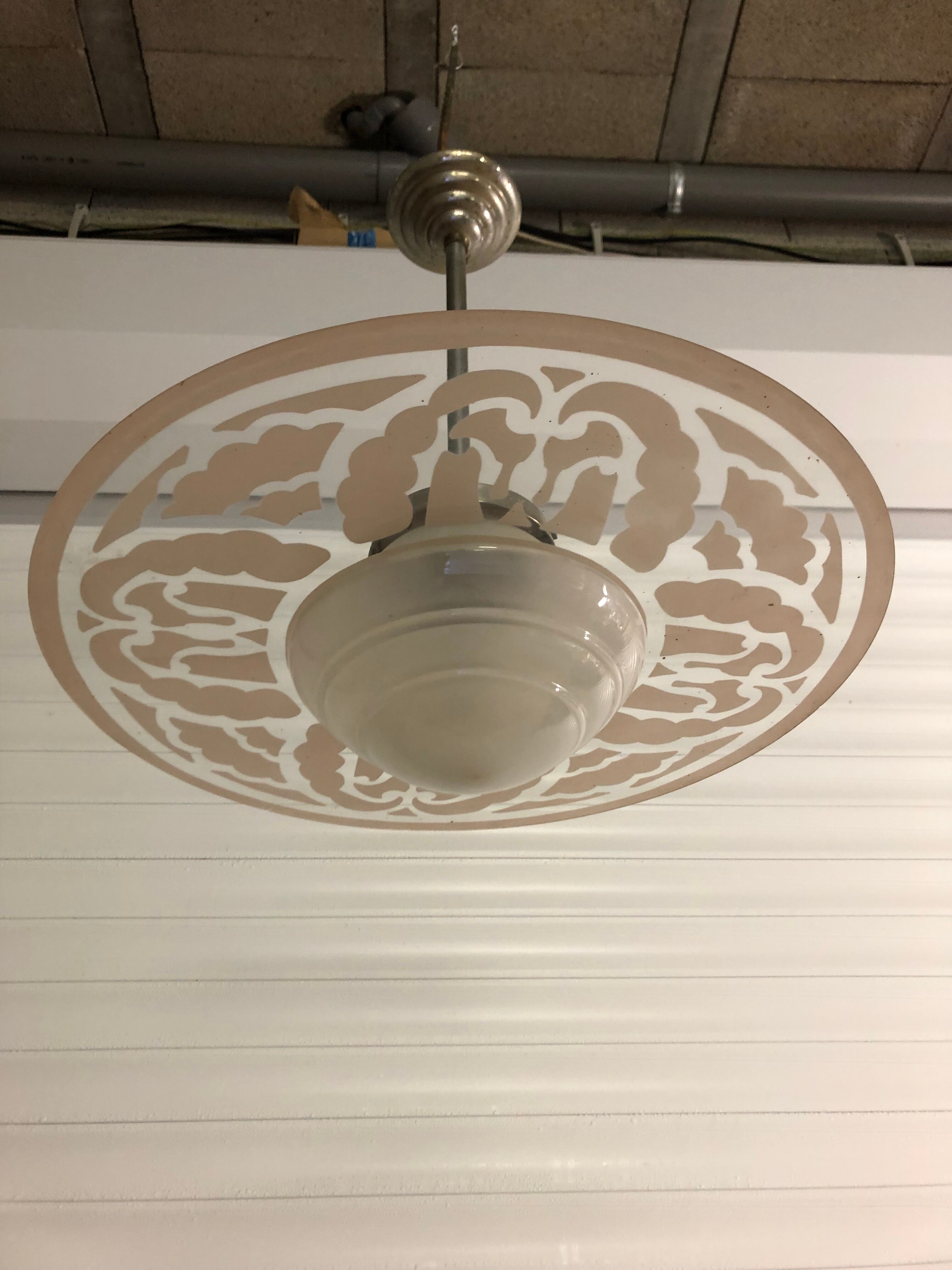 Vintage glass disc hanging lamp