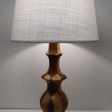 Turned wooden lamp and vintage wood inlay