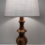 Turned wooden lamp and vintage wood inlay