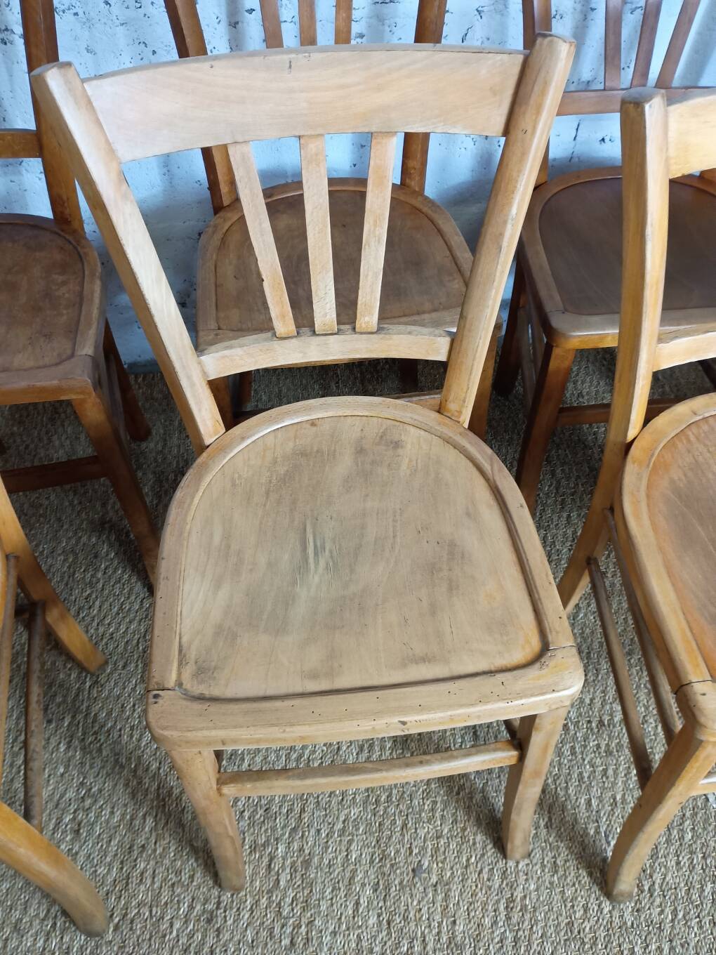 Ensemble de 10 chaises bistrot années 1950-60 vintage Luterma