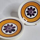 Set of 6 dessert plates, vintage Gien earthenware, 20.5 cm