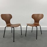 Chaises Mid-Century en Contreplaqué Danois, 1950s, Set de 2