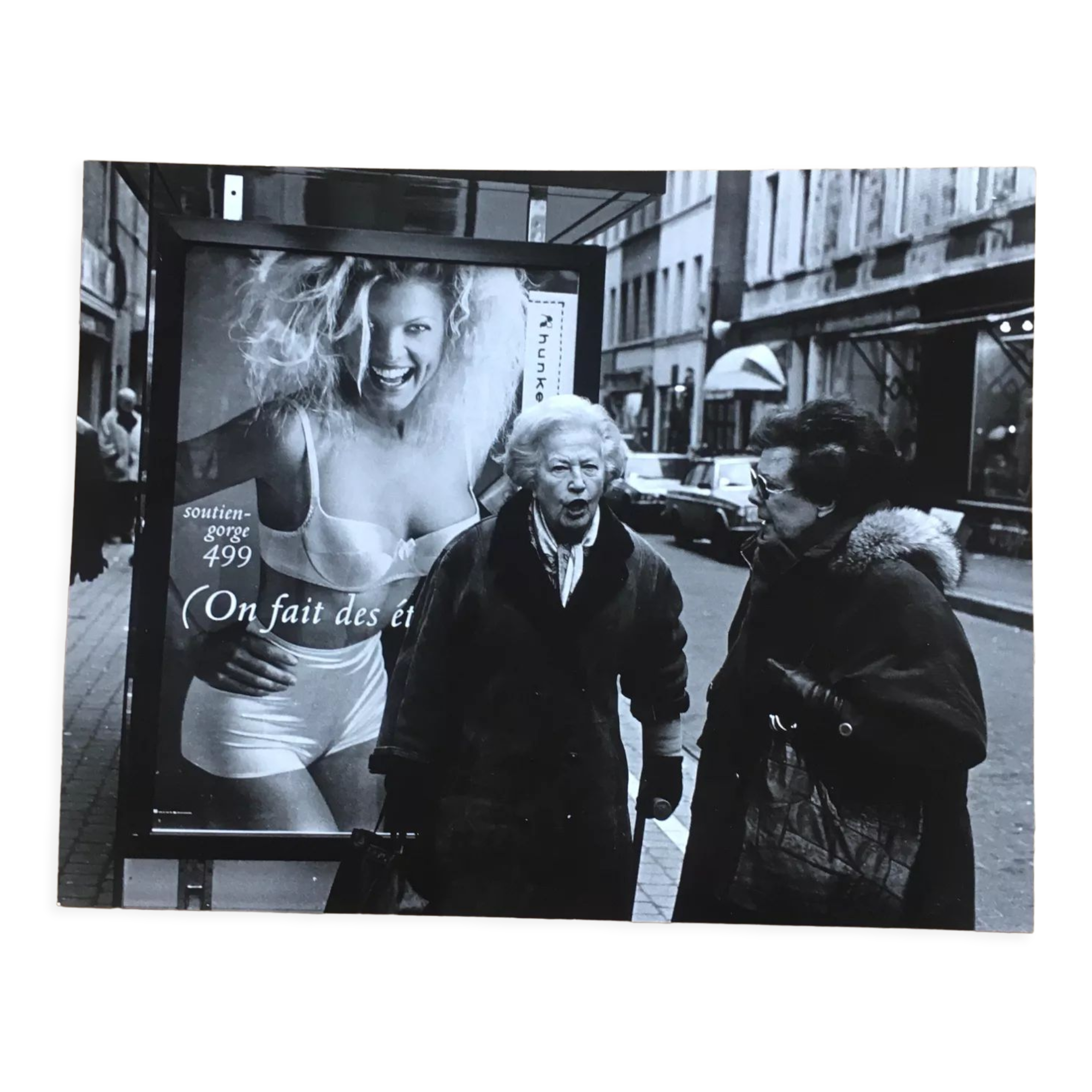 Photography, 90s. Vintage and women's lingerie on the street