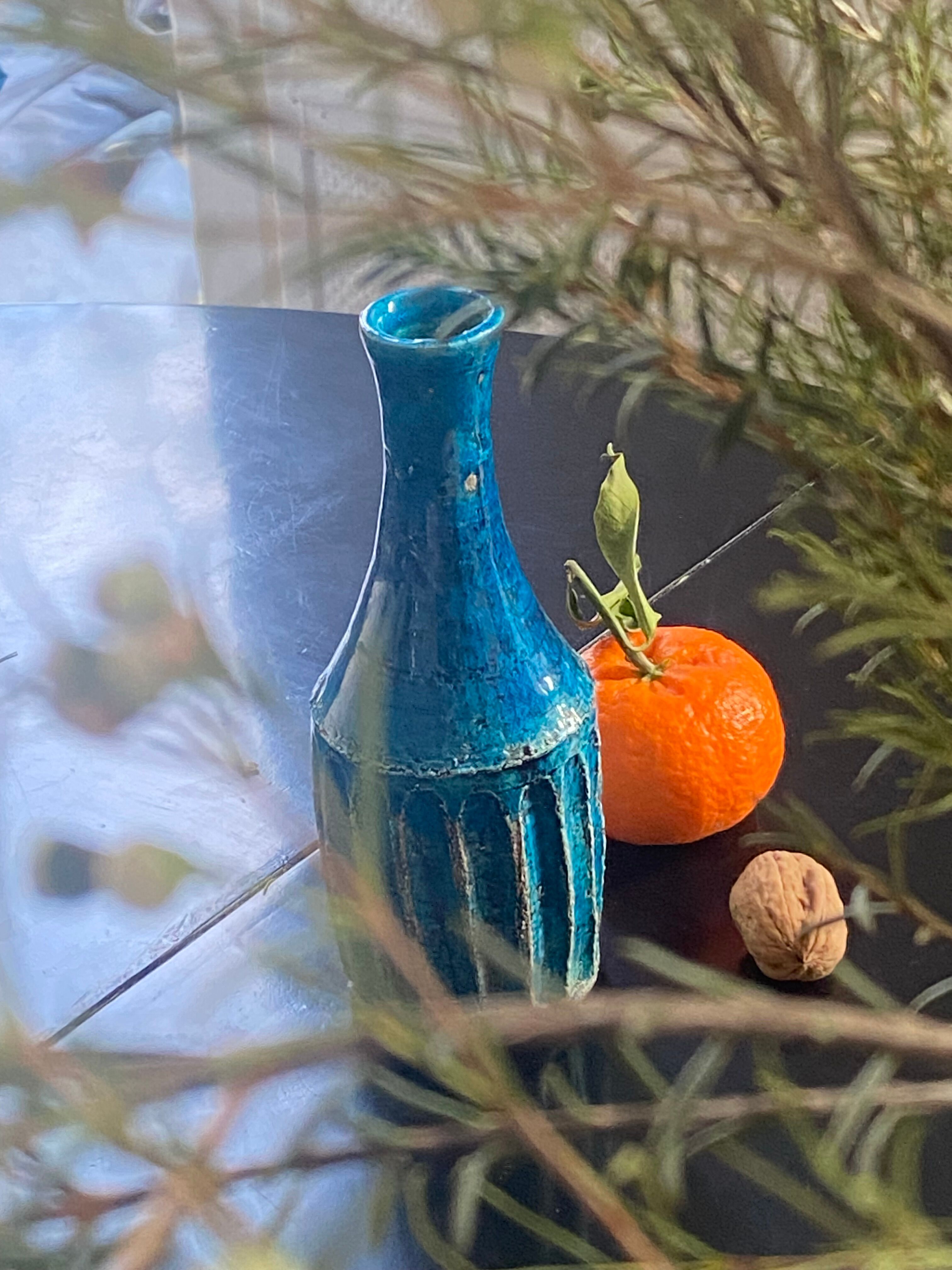 Vase vintage scandinave bleu