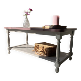 Table basse vintage rustique - rose et doré