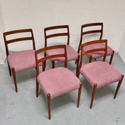 5x chaises de salle à manger en teck par johannes andersen pour uldum, années 1960