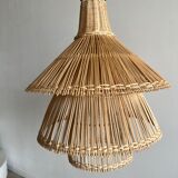 Rattan pendant lamp or light in the shape of an Asian lantern