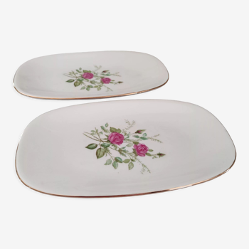 Lot de 2 raviers en porcelaine de Gien France modèle Pompadour