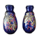 Paire de vases anciens bleu en verre  peints
