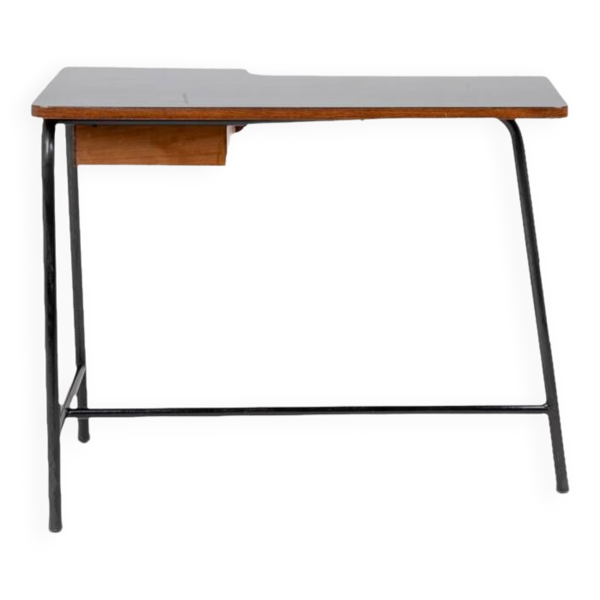 Jacques Hitier pour MBO, Bureau en chêne et métal noir, année 1951