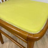 60s blond wood and yellow vinyl bistro chair