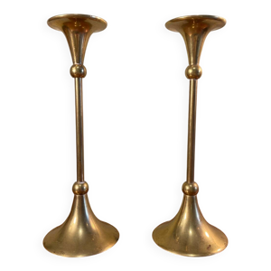paire de bougeoirs en - laiton