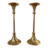 Pair of gilded brass candlesticks