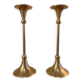 Pair of gilded brass candlesticks