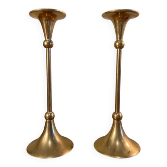 Pair of gilded brass candlesticks