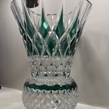 Val Saint-Lambert "Pineapple" vase in double-layered and cut green crystal. Height:
