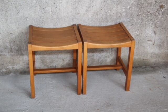Suite of 4 stools design Sornay beech solid 1960