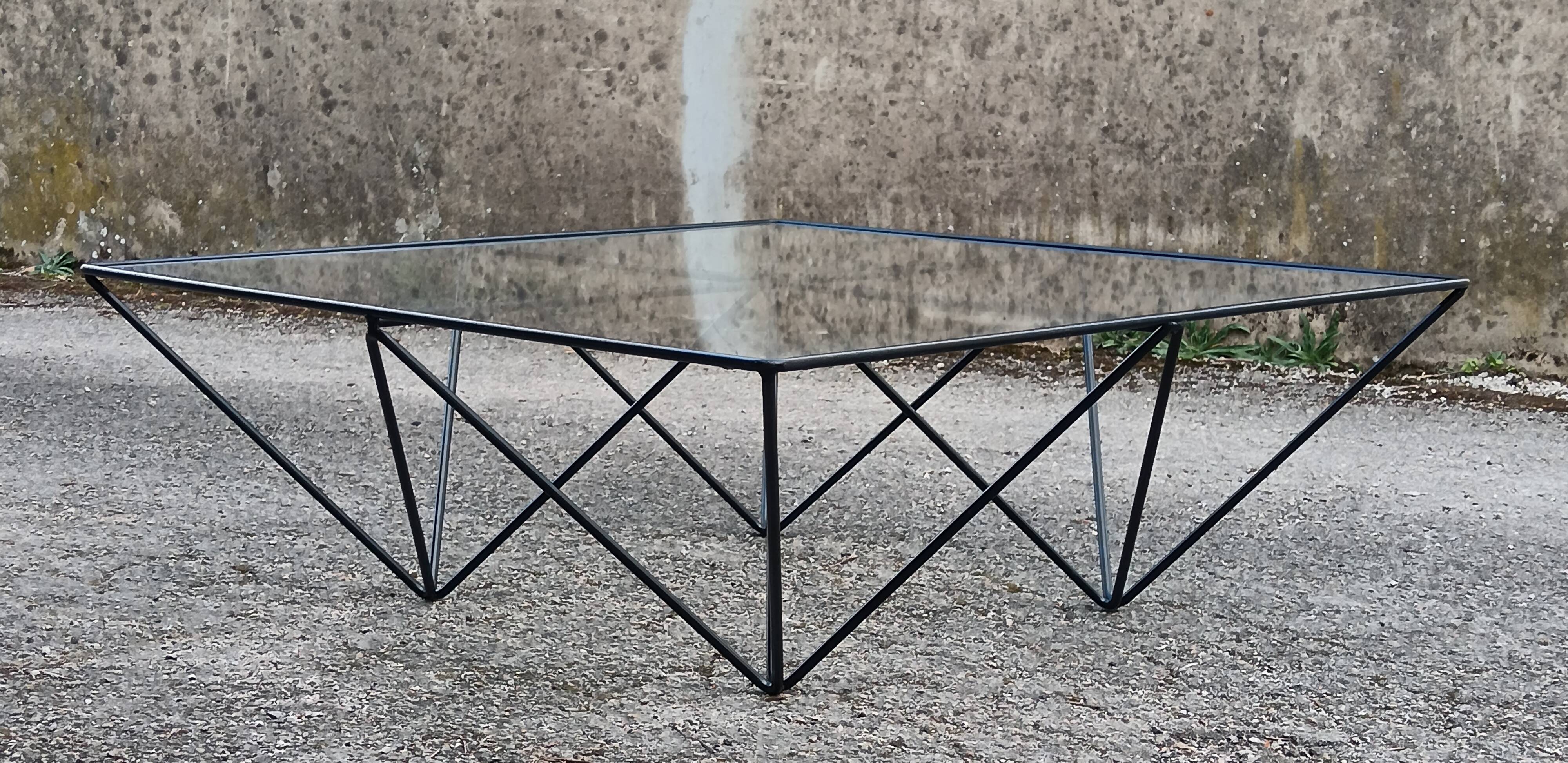 Metal and glass coffee table, 1980