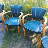 Set of 4 bridge armchairs 1950