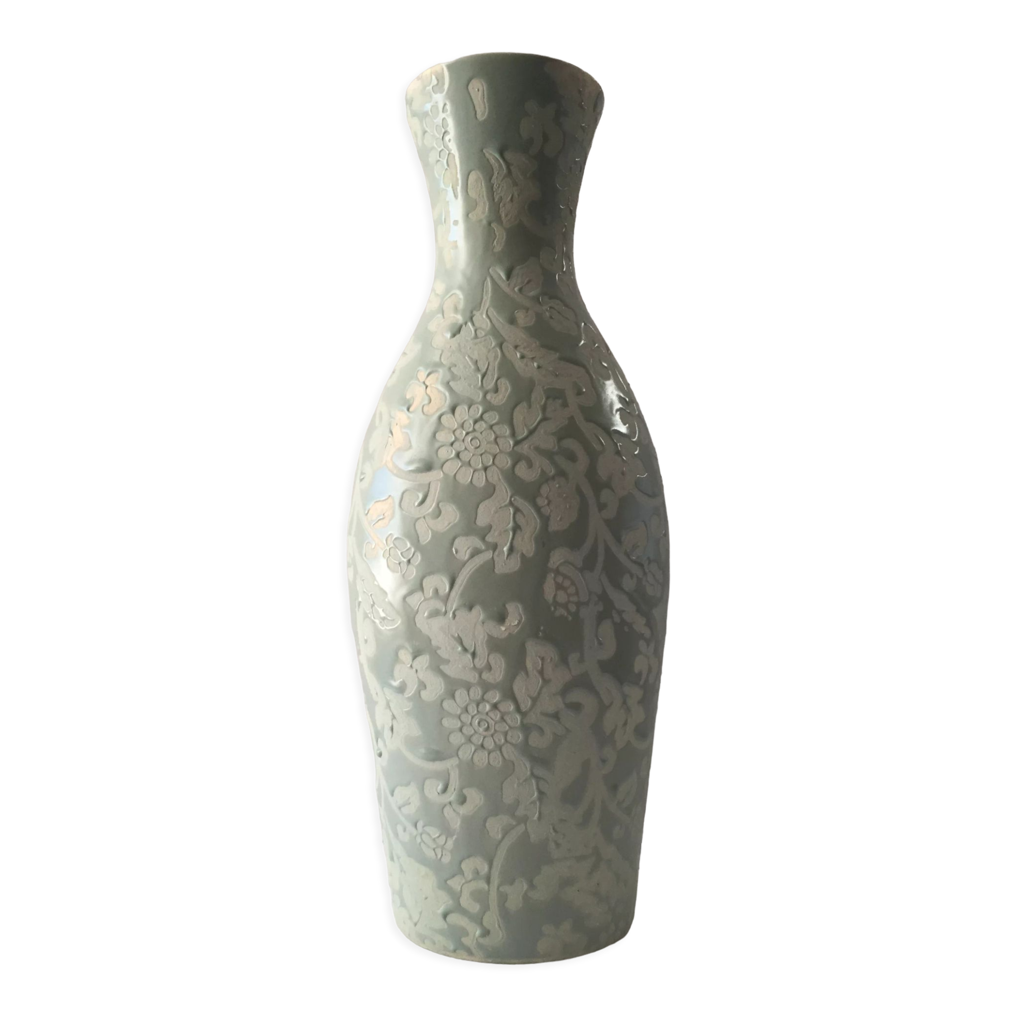 Contemporary decorative vase ceramic celadon green