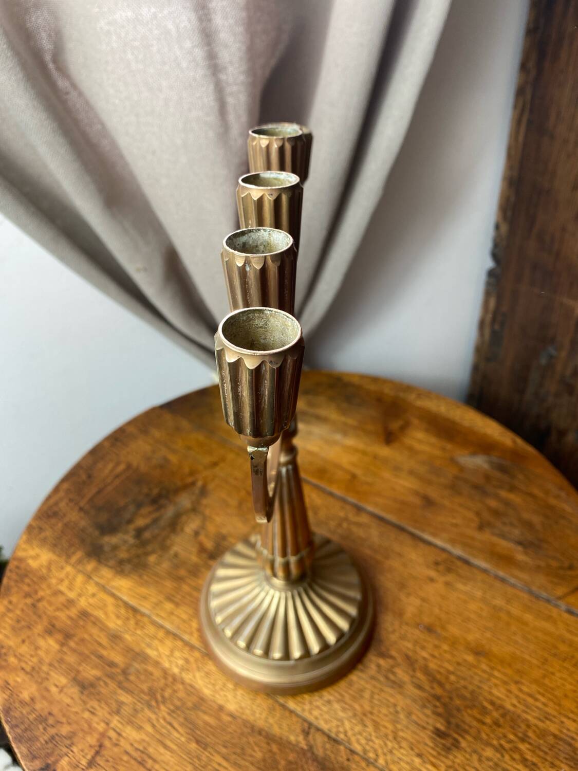 Menorah, seven-branched candlestick, in brass