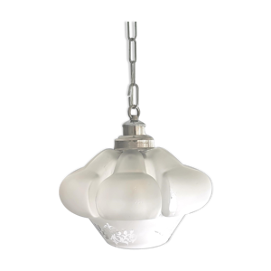 Suspension portugaise en verre dépoli du milieu du siècle des années 1960