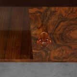 Belgian Art Deco Cabinet in Burl Veneer with Marble and Glass, circa 1930