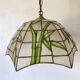 Pendant lamp in mother-of-pearl and brass with bamboo decor