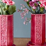 Lot de 2 vases art déco en céramique Rose de Digoin