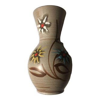 German ceramic vase west-germany with two flowers model n°1256 - 22