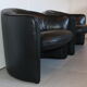 2 armchairs swann black leather