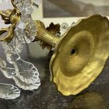 Pair of bronze chandeliers with crystal drops from the 1960s