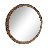 Old vintage braided rattan mirror