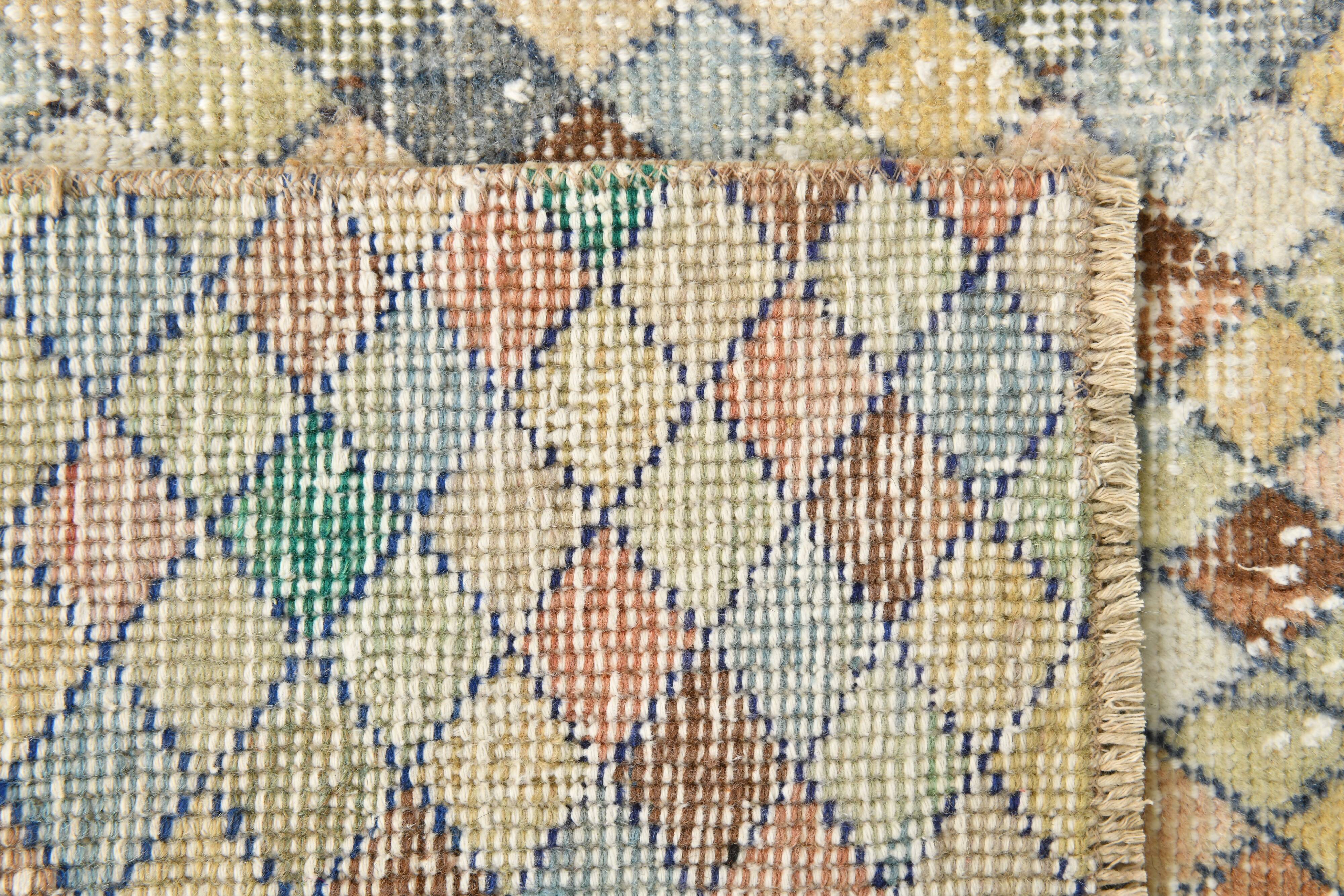 2x9 Vintage Multicolor Geometric Turkish Runner Rug, 75x266Cm