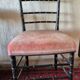 Small Napoléon III chair in black bamboo with a red velvet seat.