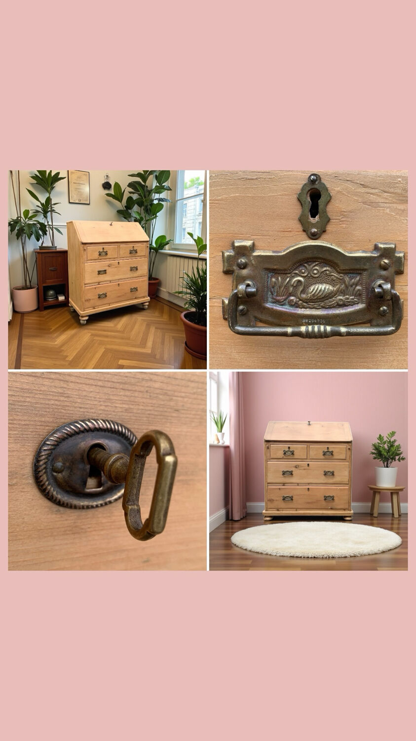 Commode, English slant-front desk, 19th century.
