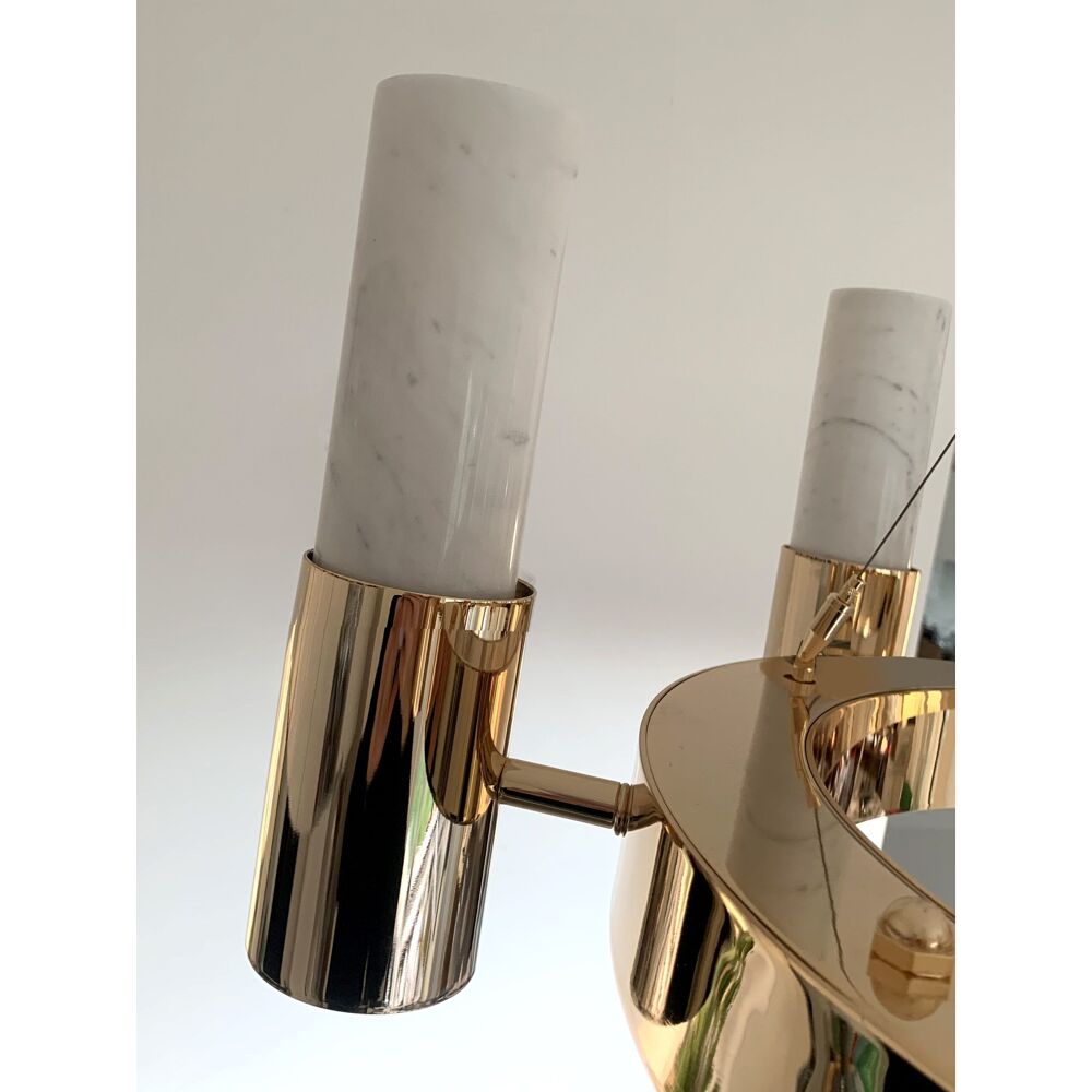 Metal and Carrare marble chandelier