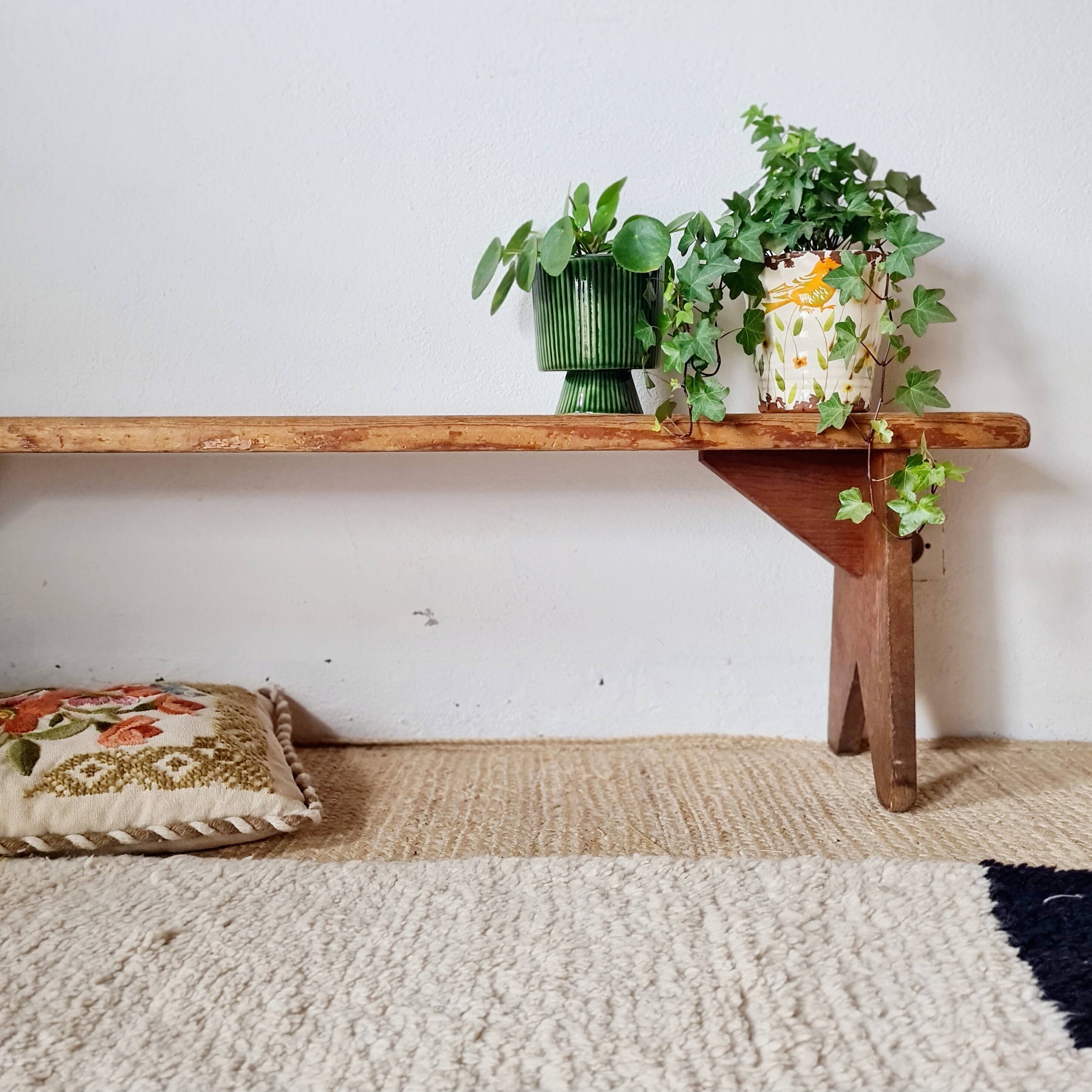 Old farmhouse bench in solid wood - 128 cm