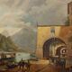 Old painting signed by Giuseppe Canella Lecco Pier 1837